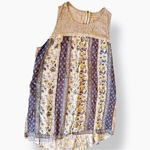 KNOX ROSE Blue & Cream Floral Damask Shift Mini Dress
